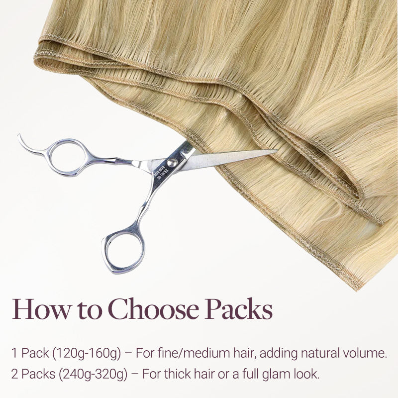 Light Blonde Highlights (16/22A) Thick Sew-In Weft Hair Extensions (120g-160g)_100% Remy Human Hair.