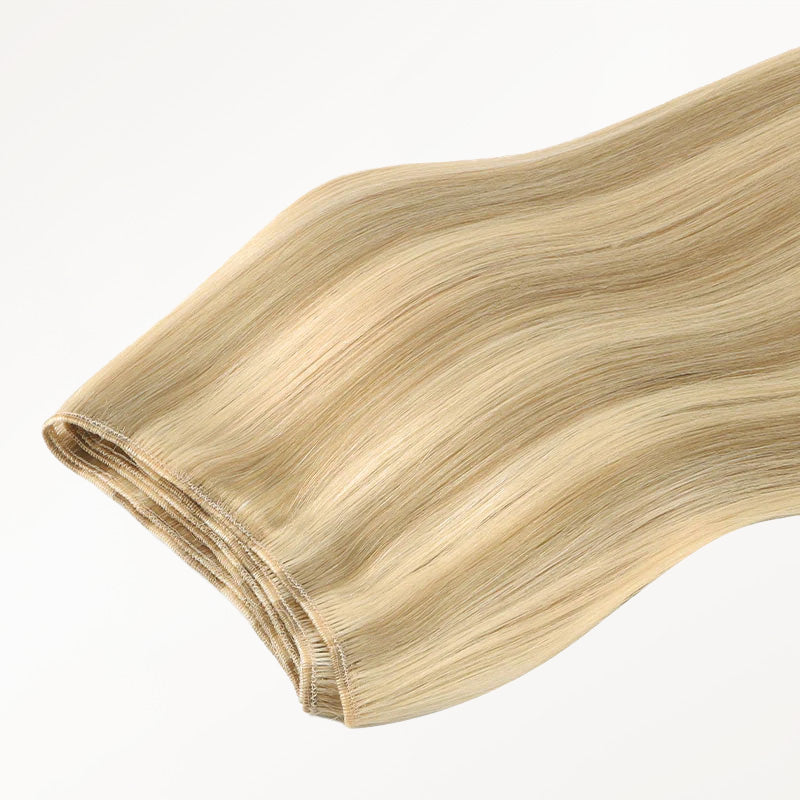 Light Blonde Highlights (16/22A) Thick Sew-In Weft Hair Extensions (120g-160g)_100% Remy Human Hair.