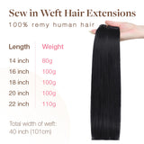 Jet Black (1) Sew-In Weft Hair Extensions (80g-110g) – 100% Remy Human Hair by GOO GOO Hair.