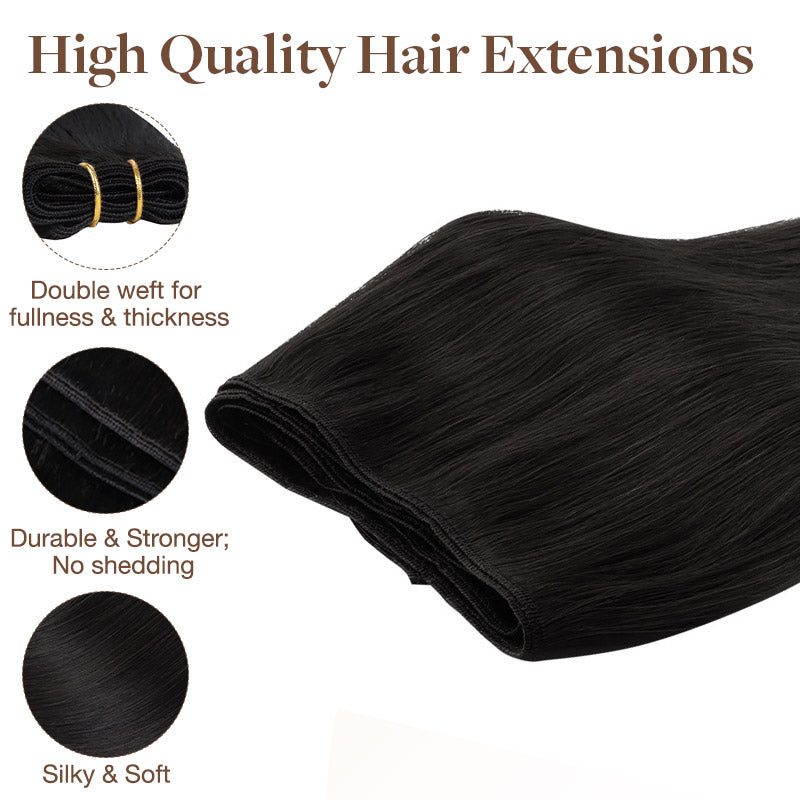 Natural Black (1B) Sew-In Weft Hair Extensions (80g-110g) – 100% Remy Human Hair by GOO GOO Hair.