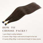 Chocolate Brown (4A) I-Tip Hair Extensions 50g_100% Remy Human Hair.