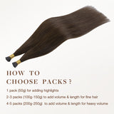 Chocolate Brown (4A) I-Tip Hair Extensions 50g_100% Remy Human Hair.