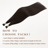 Dark Brown (2) I-Tip Hair Extensions 50g_100% Remy Human Hair.