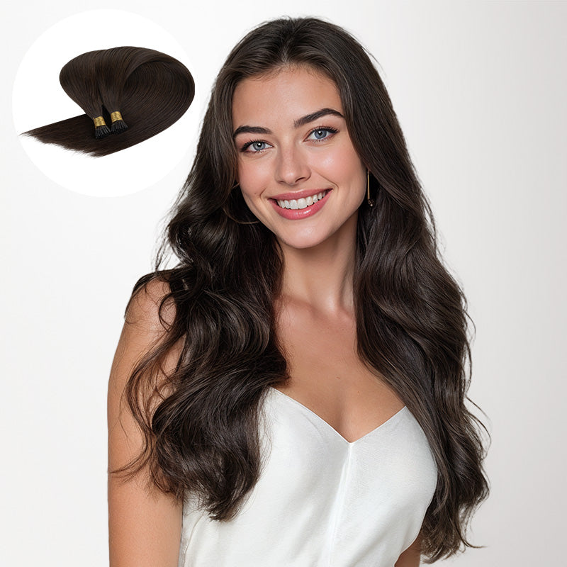 Dark Brown (2) I-Tip Hair Extensions 50g
