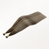 Honey Blonde Balayage (4/26/4) I-Tip Hair Extensions 50g_100% Remy Human Hair.