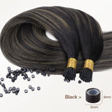 Black to Light Blonde Balayage (1B/19/1B) I-Tip Hair Extensions 50g_100% Remy Human Hair.