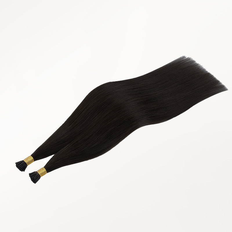 Natural Black (1B) I-Tip Hair Extensions 50g_100% Remy Human Hair.