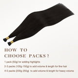 Natural Black (1B) I-Tip Hair Extensions 50g_100% Remy Human Hair.