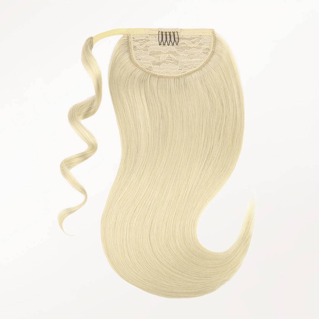 Bleach Blonde (613) Ponytail (75g-90g)-100% Remy Human Hair.