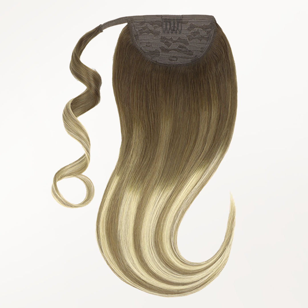 Bleach Blonde Balayage (3/8/613) Ponytail (75g-90g)-100% Remy Human Hair.