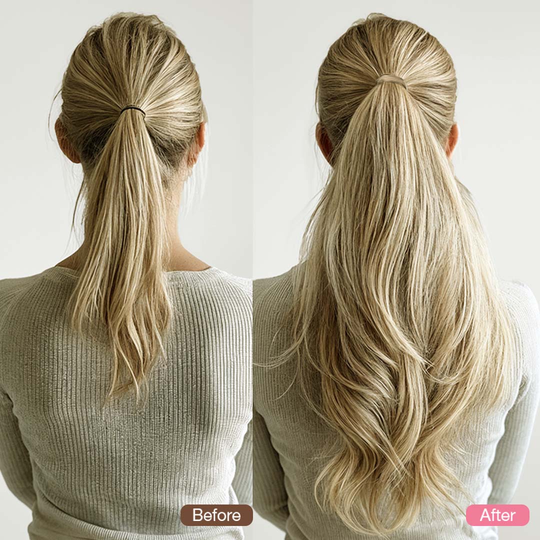 Light Blonde Highlights (16/22A) Ponytail (75g-90g)-100% Remy Human Hair.