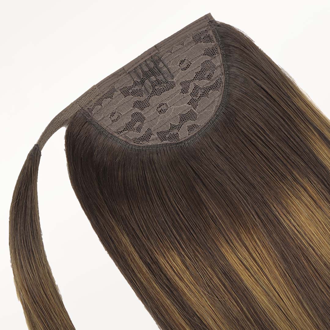 Dark Brown Balayage (2/6/2) Ponytail (75g-90g)-100% Remy Human Hair.