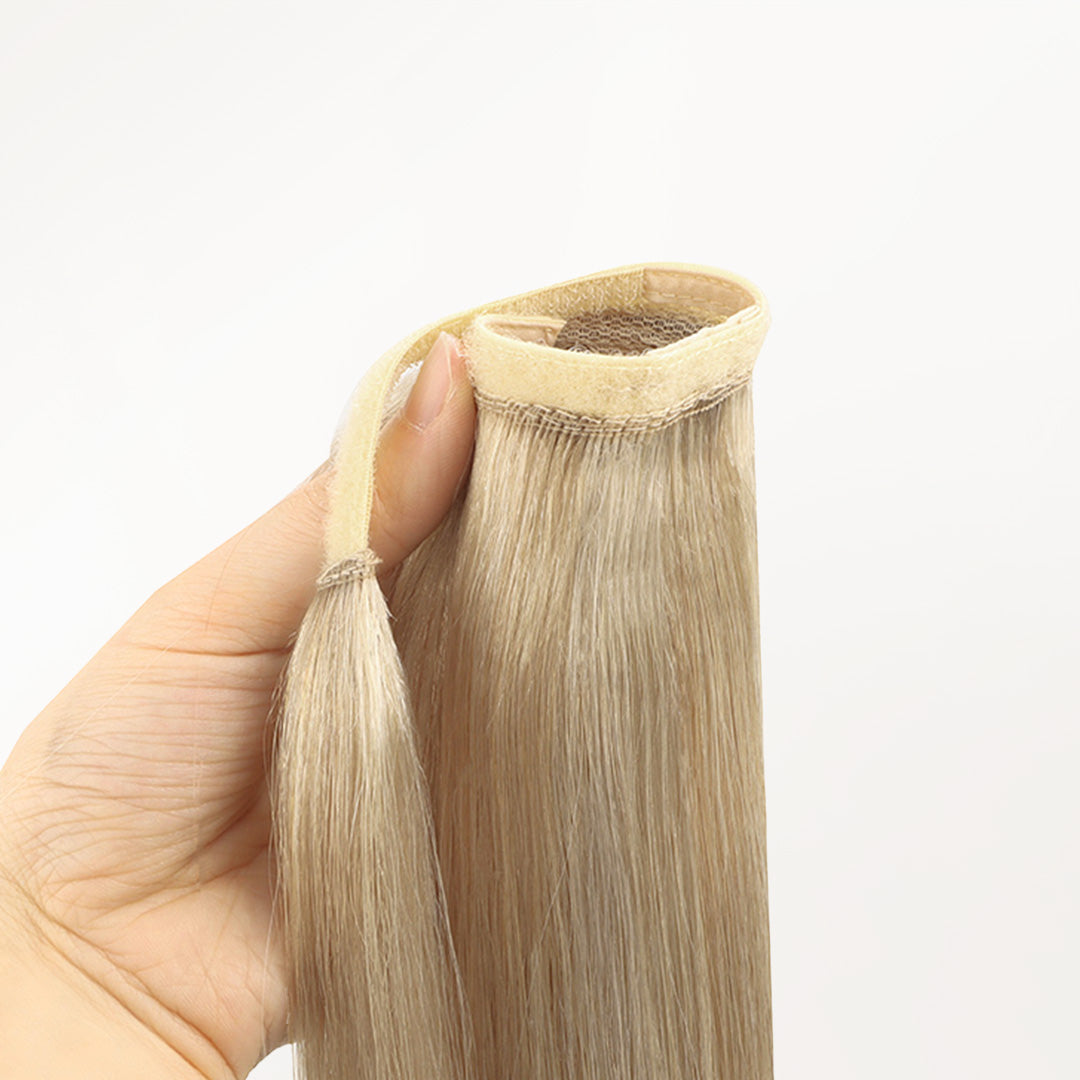 Dark Blonde Highlighted Bleach Blonde (18A/613A) Ponytail [Clearance]_100% Remy Human Hair.