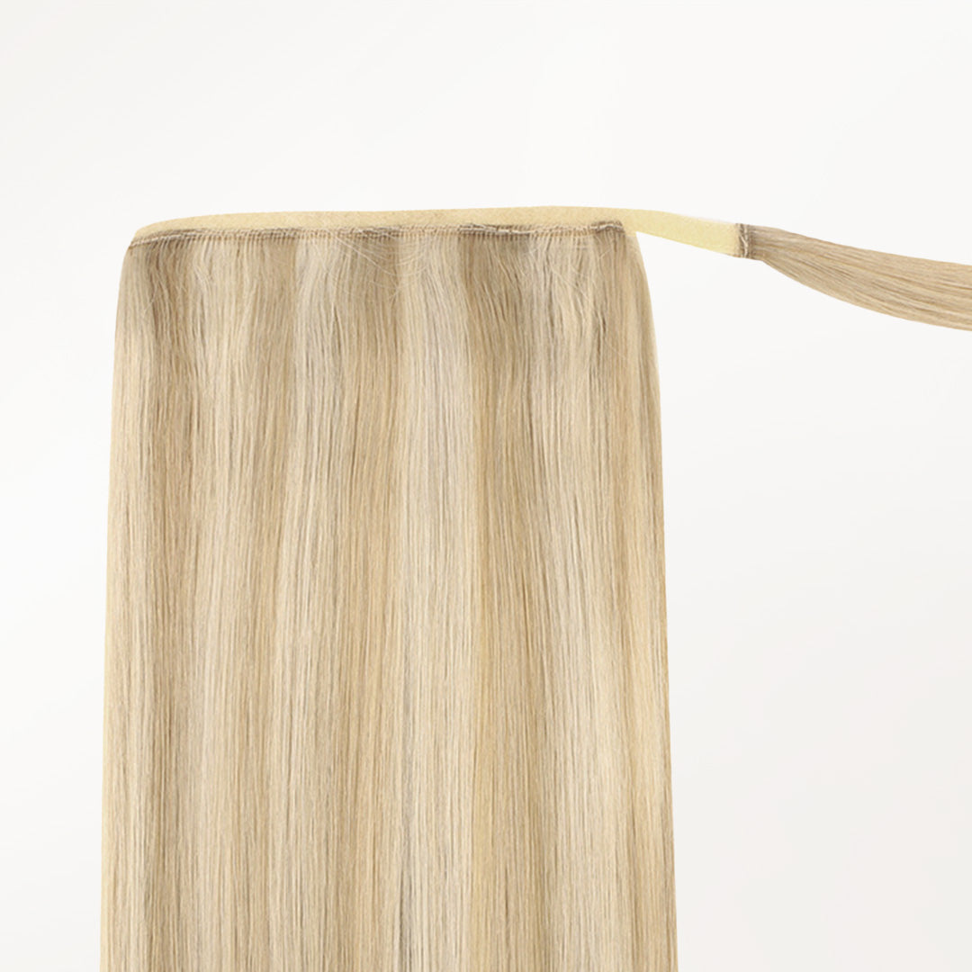 Dark Blonde Highlighted Bleach Blonde (18A/613A) Ponytail [Clearance]_100% Remy Human Hair.