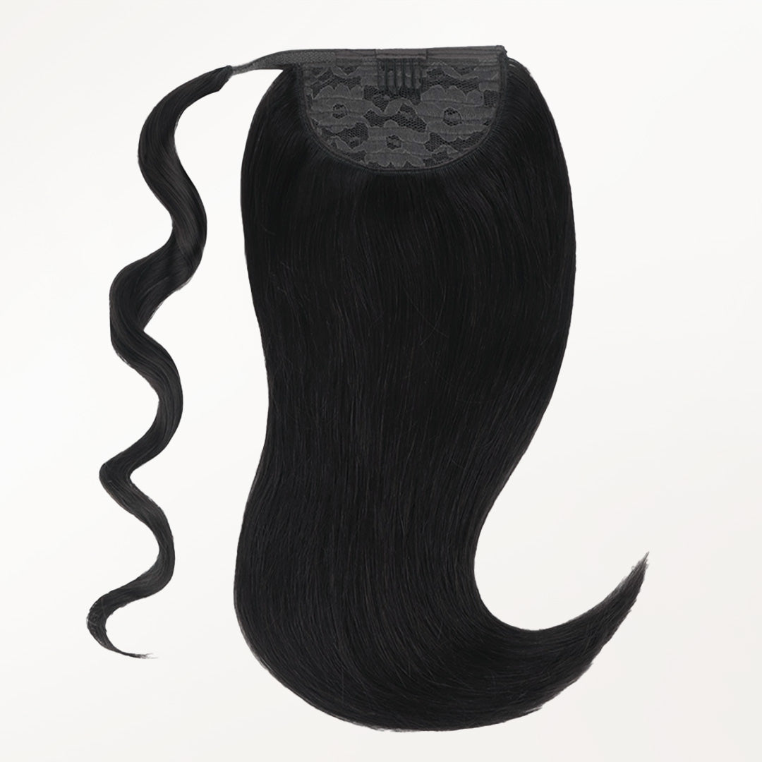 Jet Black (1) Ponytail (75g-90g)-100% Remy Human Hair.