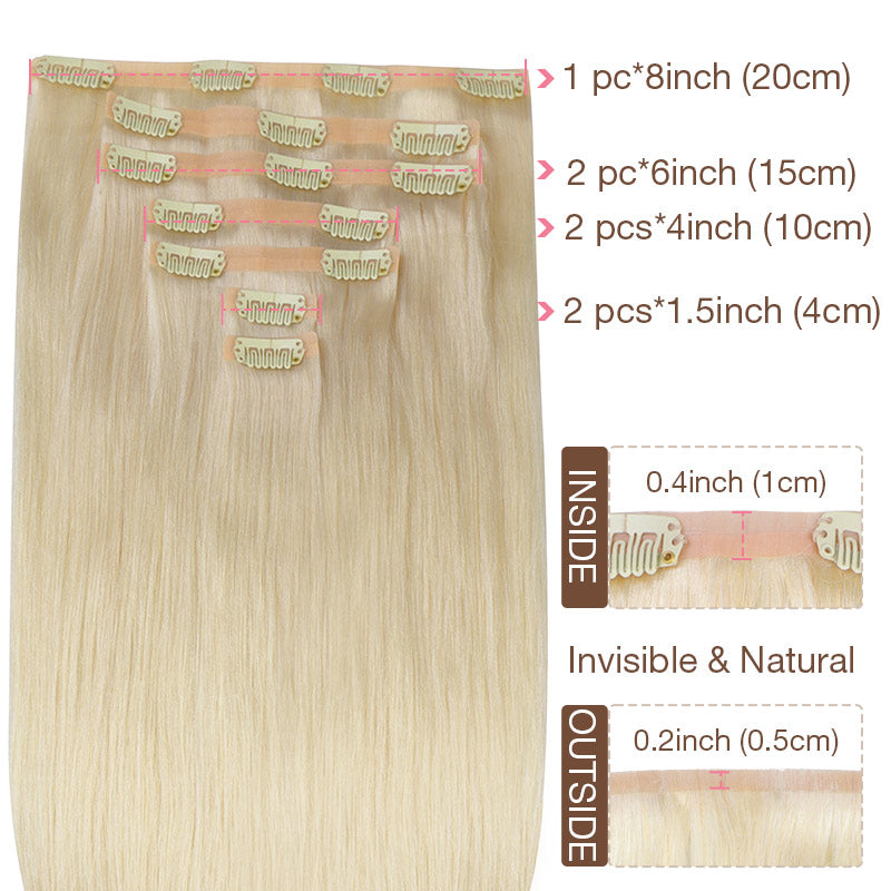 Platinum Blonde (60A) Seamless Clip-Ins 130g [Clearance]_100% Remy Human Hair.