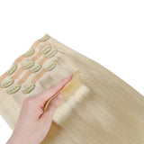 Platinum Blonde (60A) Seamless Clip-Ins 130g [Clearance]_100% Remy Human Hair.