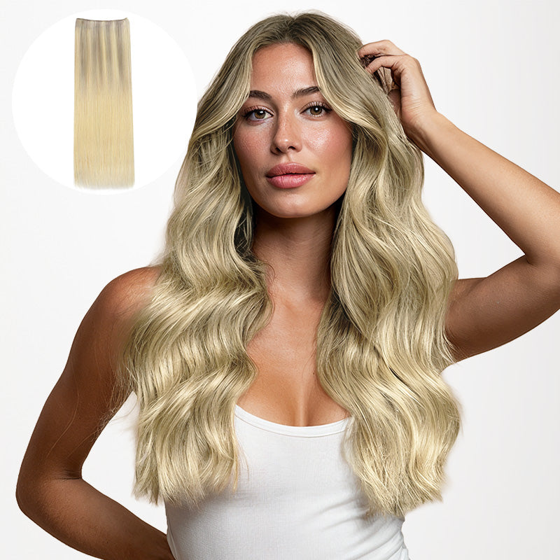 Platinum Blonde Balayage (17/22/60) Sew-In Weft Hair Extensions (80g-120g)_100% Remy Human Hair.