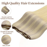 Platinum Blonde Balayage (17/22/60) Sew-In Weft Hair Extensions (80g-120g)_100% Remy Human Hair.