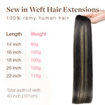 Black to Light Blonde Balayage (1B/19/1B) Sew-In Weft Hair Extensions (80g-120g)_100% Remy Human Hair.