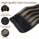 Black to Light Blonde Balayage (1B/19/1B) Sew-In Weft Hair Extensions (80g-120g)_100% Remy Human Hair.