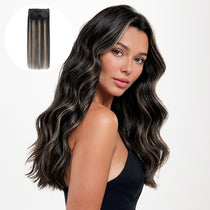 Black to Light Blonde Balayage (1B/19/1B) Sew-In Weft Hair Extensions (80g-120g)_100% Remy Human Hair.
