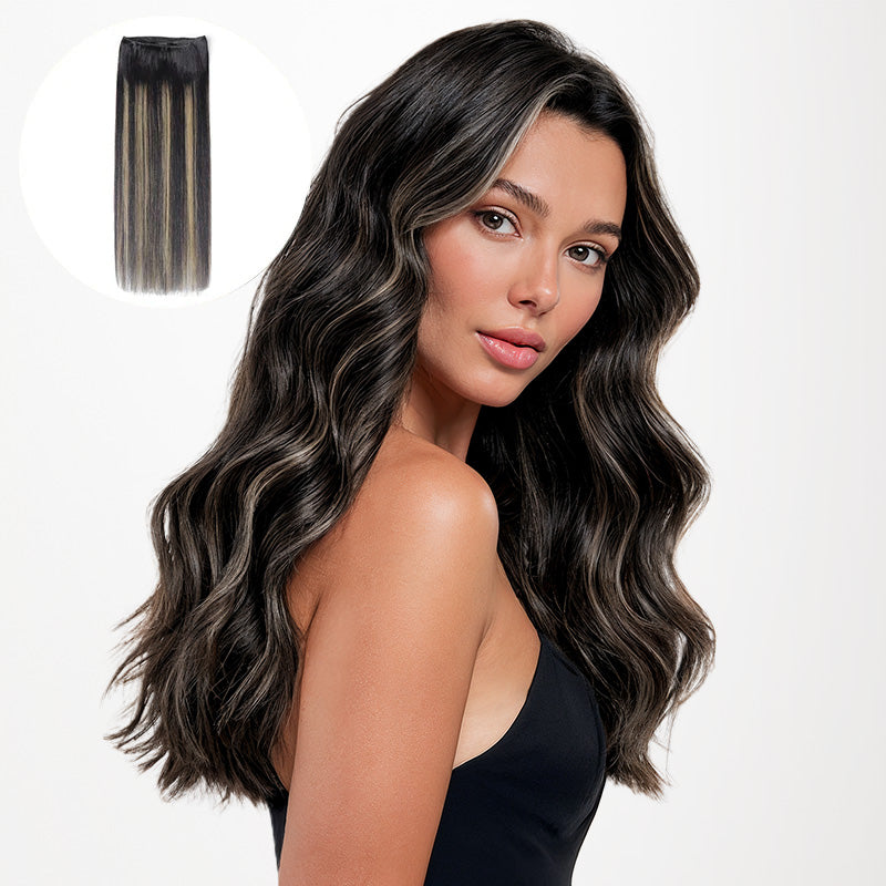 Black to Light Blonde Balayage (1B/19/1B) Sew-In Weft Hair Extensions (80g-120g)_100% Remy Human Hair.