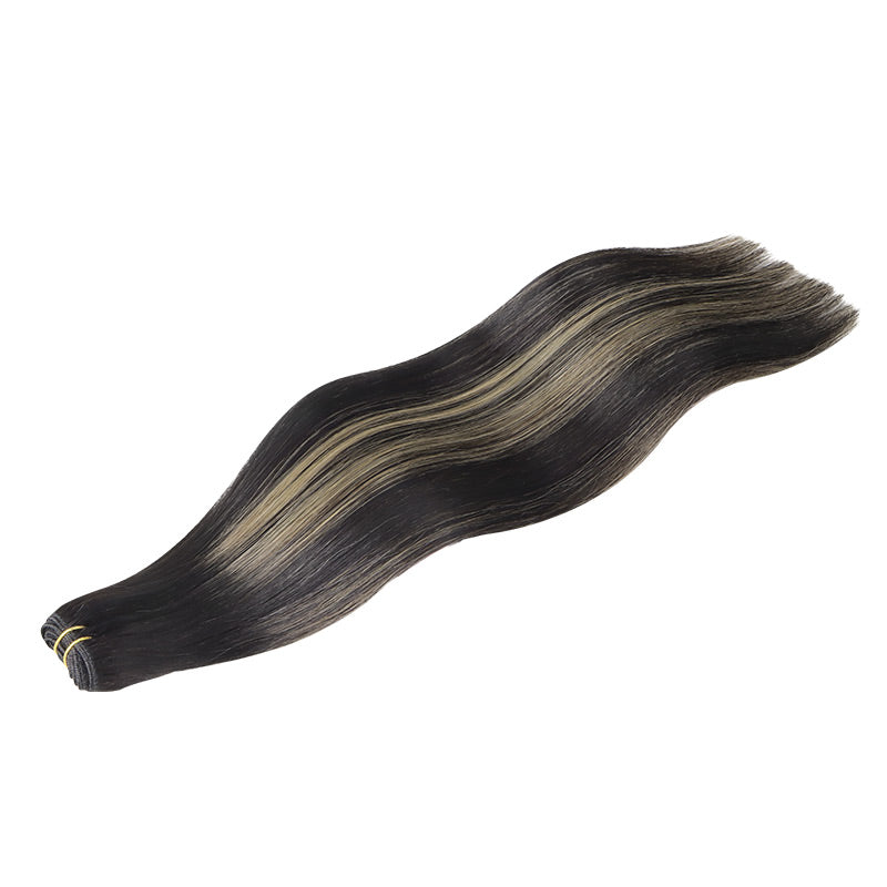 Black to Light Blonde Balayage (1B/19/1B) Sew-In Weft Hair Extensions (80g-120g)_100% Remy Human Hair.