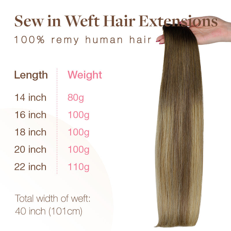 Bleach Blonde Balayage (3/8/613) Sew-In Weft Hair Extensions (80g-120g)_100% Remy Human Hair.
