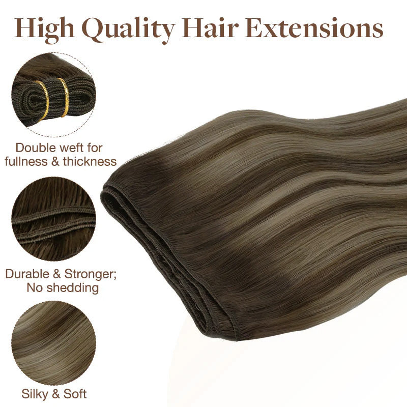 Honey Blonde Balayage (4/26/4) Sew-In Weft Hair Extensions (80g-120g)_100% Remy Human Hair.