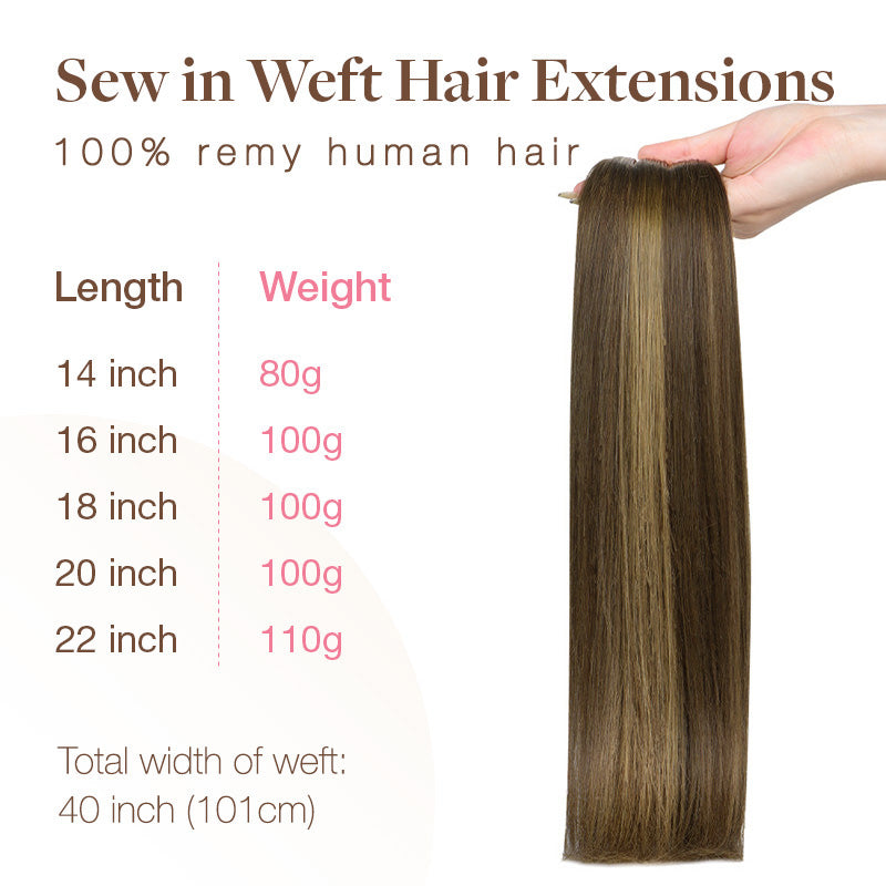 Caramel Blonde Balayage (4/27/4) Sew-In Weft Hair Extensions (80g-120g)-100% Remy Human Hair.